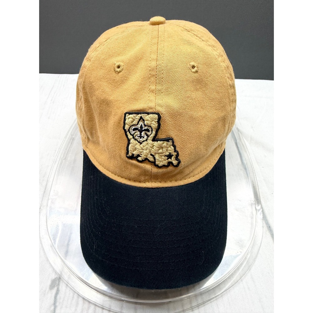 New Orleans Saints Reebok NFL Hat Mens Tan Black Louisiana Fleur De Lis OSFM - Picture 2 of 8